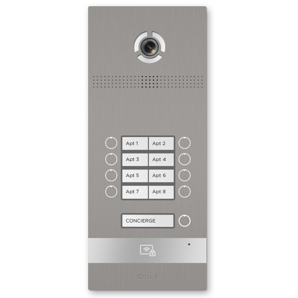 

Многоабонентская IP вызывная панель Bas-IP BI-08FB Silver