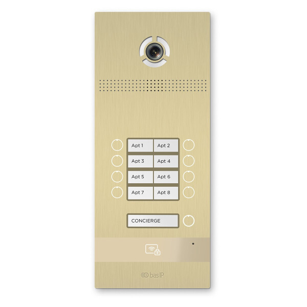 

Многоабонентская IP вызывная панель Bas-IP BI-08FB Gold