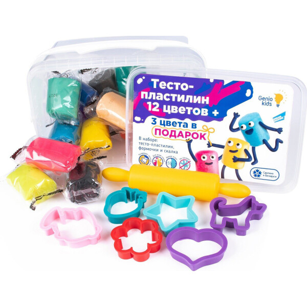 

Набор для детской лепки Genio Kids Тесто-пластилин 12 + 3 цвета (TA1068S)