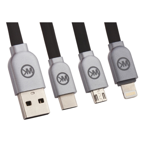 

Кабель WK Platinum 3в1 Micro/Lightning/Type-C WDC-010 1м Black