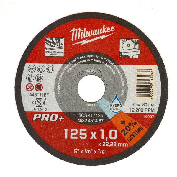 

Отрезной диск по металлу SCS 41 MILWAUKEE 125 мм Х 1 мм Х 22,5 мм 4932451487
