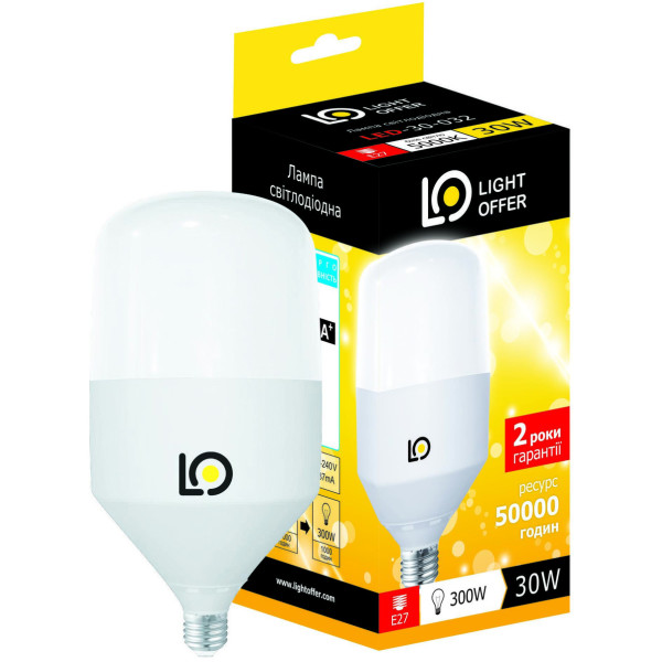 

Лампа светодиодная Light Offer H100 30W E27 5000K 3200 (LЕD-30-032)