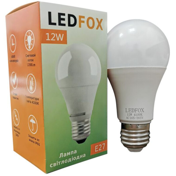 

Лампа светодиодная LEDFOX А60 Е27 12Вт (ALL-60121P-0307)