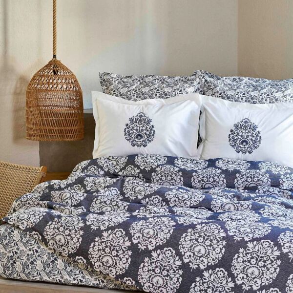 

Комплект постельного белья Karaca Home - Moni indigo индиго pike jacquard 200*220 евро (svt-2000022285131)