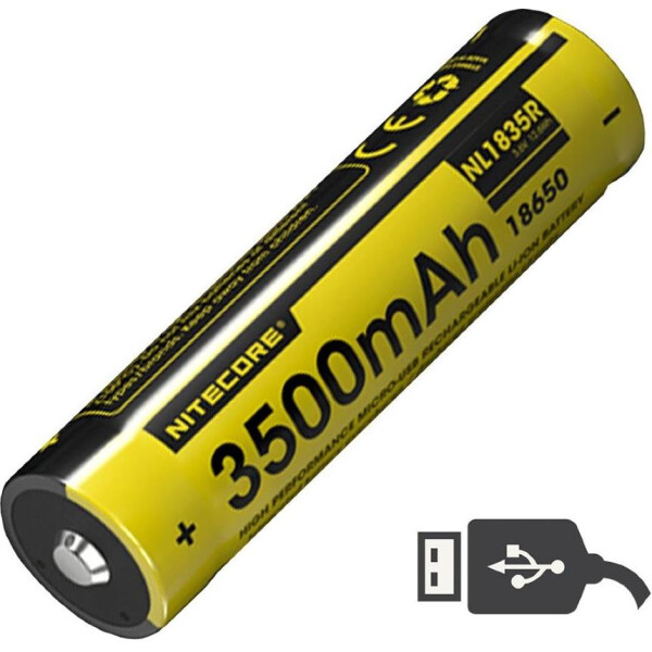 

литиевый Li-Ion 18650 Nitecore NL1835R 3.6V 3500mAh, USB, защищенный 6-1234-r (50389)