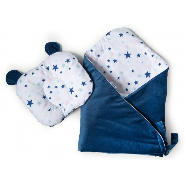 

Конверт в коляску Twins Bear dark blue с подушкой