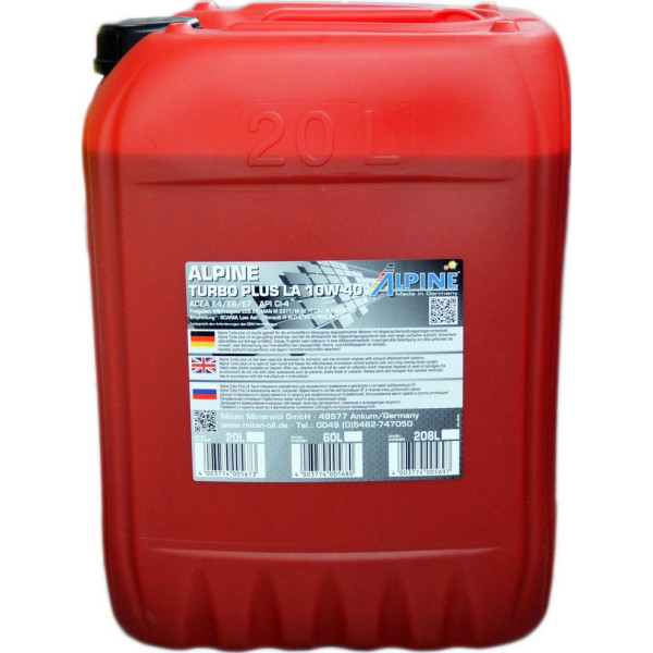 

Моторное масло Alpine Turbo Plus LA UHPD 10W-40 20 л