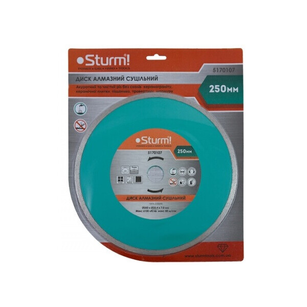 

Диск алмазный сплошной Sturm 250x25,4 мм 5170107