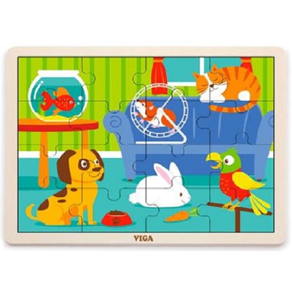

Деревянный пазл Viga Toys Домашние питомцы, 16 эл. (51453)