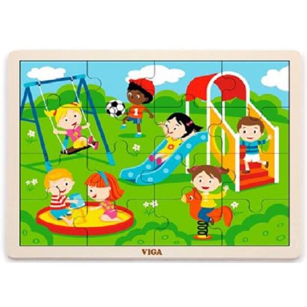 

Деревянный пазл Viga Toys Парк развлечений, 16 эл. (51454)
