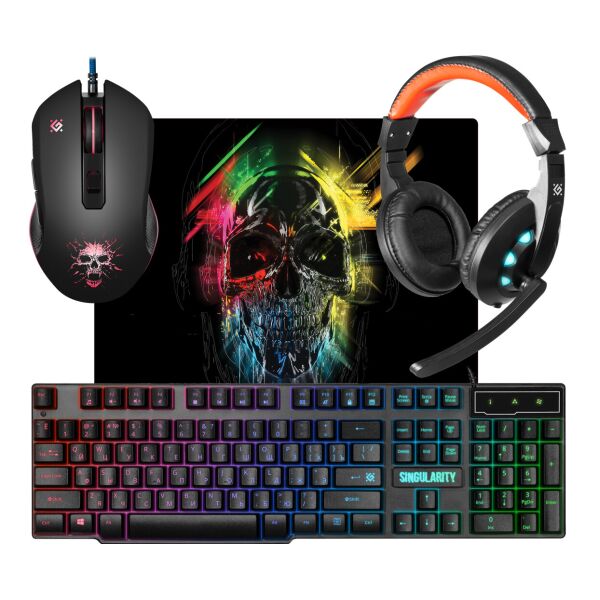 

Клавиатура + Мышь Defender Singularity MKP-118 + коврик + наушники Black (52118)