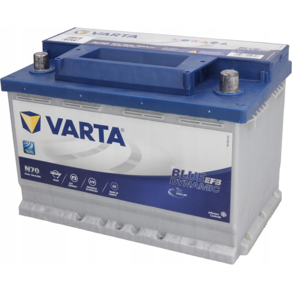 

Автомобильный аккумулятор Varta Blue Dynamic EFB 70Ah Ев N70 (760EN) (570500076)
