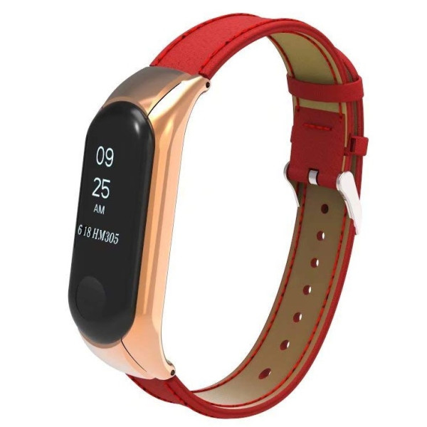

Ремешок для фитнесс браслета Mi Band 3 Gasta Leather color Red