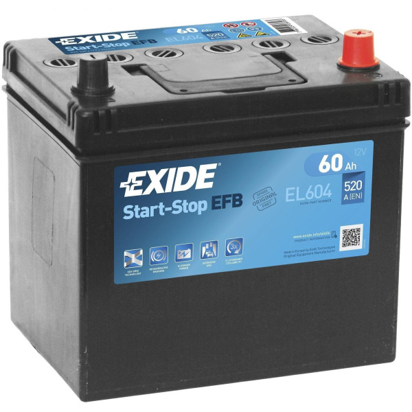 

Автомобильный аккумулятор Exide EFB 6СТ-60 АЗИЯ Евро (EL604)