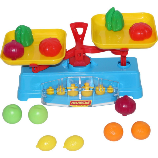 

POLESIE Игровой набор "Весы" + Набор продуктов (12 элементов) (в сеточке) (53787)