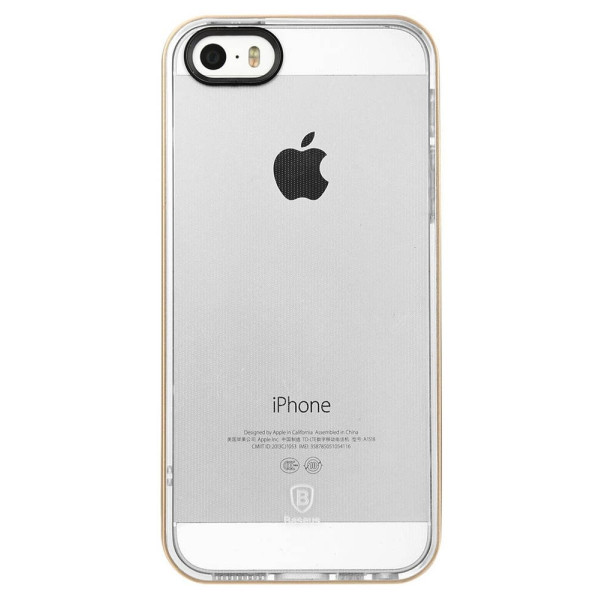 

Силиконовый чехол Baseus Soft Feather прозрачный + золотой для iPhone 5/5S/SE