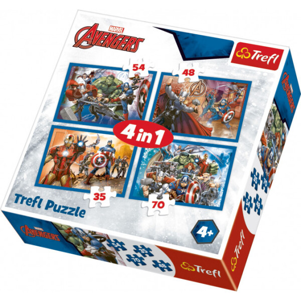 

Пазл Trefl Бесстрашные мстители, 4 пазла 35-48-54-70 элементов (TFL-34310)