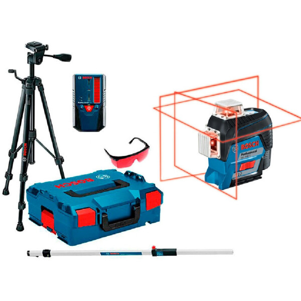 

Линейный лазерный нивелир Bosch GLL 3-80 C + штатив BT 150 + приёмник LR 6 + линейка GR 240 + держатель BM 1 + L-Boxx