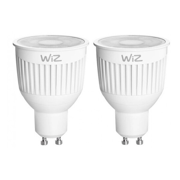 Акція на Лампа светодиодная WiZ Connected WiZ35 WiFi RGB+ССТ GU10 6W 2200К-6500К 355lm с пультом ДУ 2шт. (WZ0195082) від Allo UA