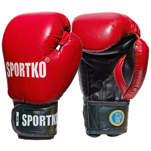 

Перчатки боксерские Sportko кожаные 14 унц красные ПК1 (6587)