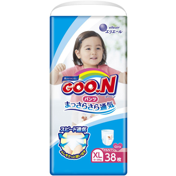 

Трусики-подгузники GOO.N для девочек Big XL (12-20 кг) 38 шт (853630)