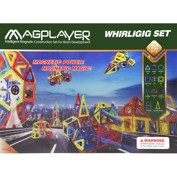 

Конструктор Magplayer магнитный набор 112 эл. MPB-112