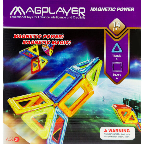

Конструктор Magplayer магнитный набор 14 эл. MPB-14