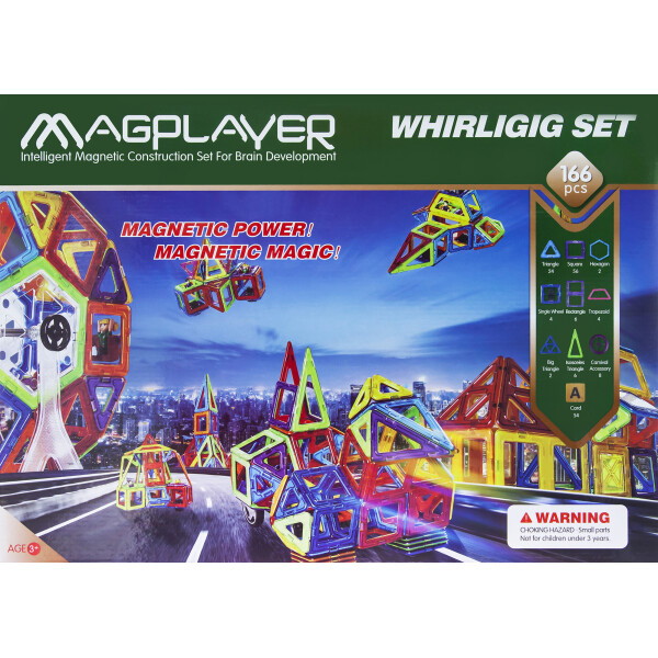 

Конструктор Magplayer магнитный набор 166 эл. MPA-166
