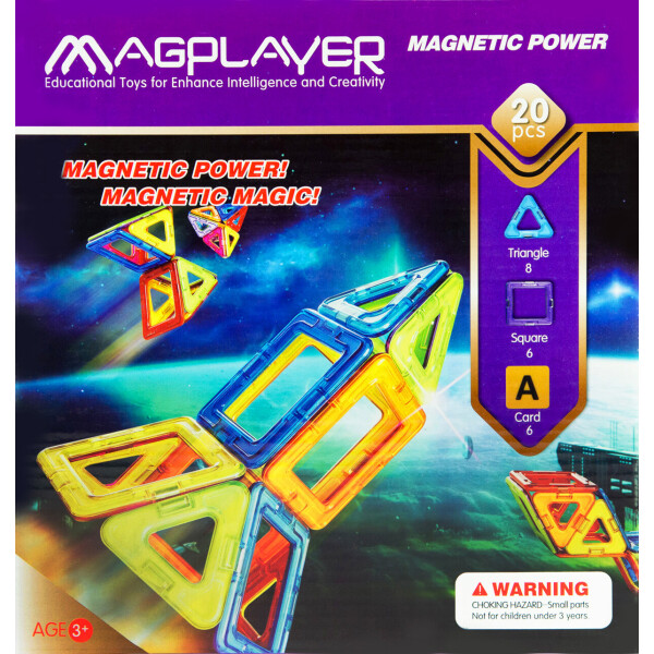 

Конструктор Magplayer магнитный набор 20 эл. MPA-20