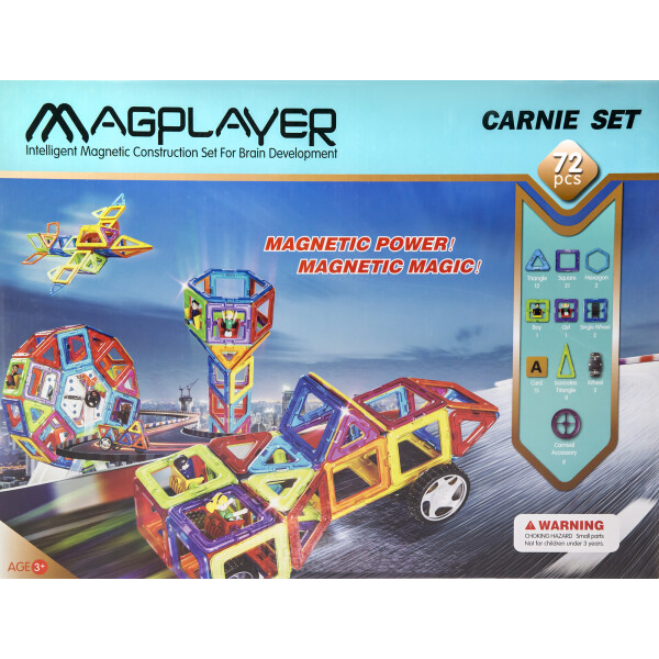 

Конструктор Magplayer магнитный набор 72 эл. MPB-72