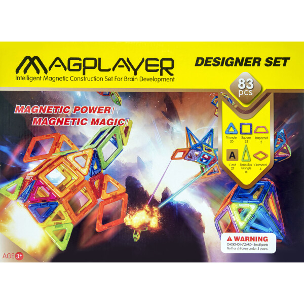 

Конструктор Magplayer магнитный набор 83 эл. MPA-83