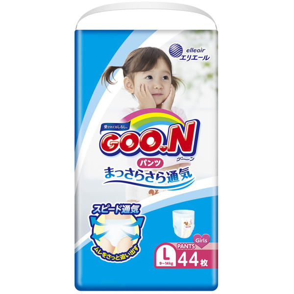 

Трусики-подгузники GOO.N для девочек L ( 9-14 кг) 44 шт (853628)