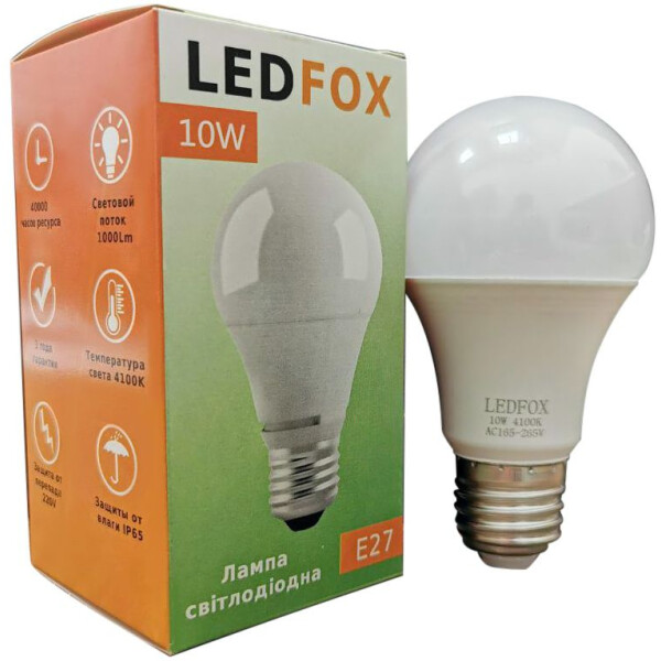 

Лампа светодиодная LEDFOX А60 Е27 10Вт (ALL-60101P-0307)