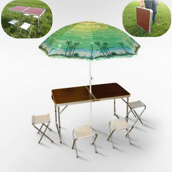 

Стол раскладной с 4 стульями и зонтом 180 см Folding Table (891263)