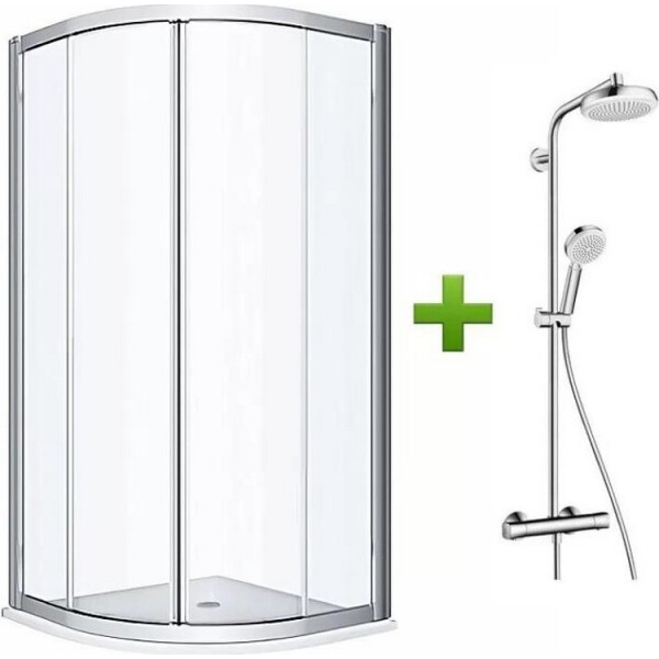 

Душевая кабина KOLO GEO 90 (без поддона) + душевая система HANSGROHE Crometta 160, 560.121.00.3+27264400