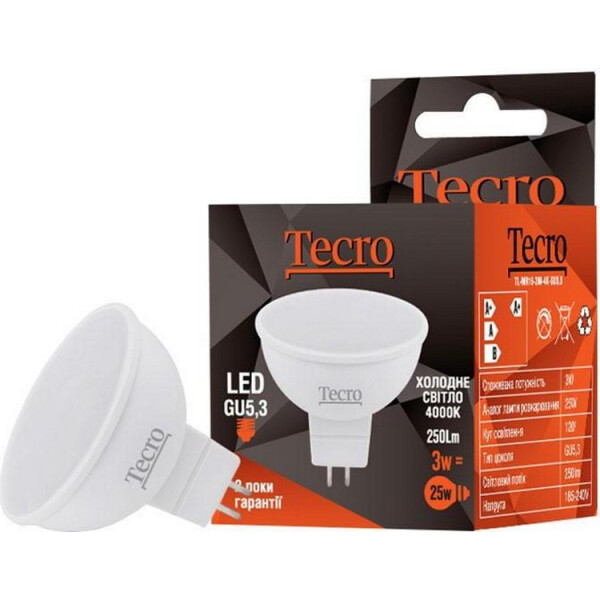 

Лампа светодиодная TECRO TL MR16 3W 4K GU5.3