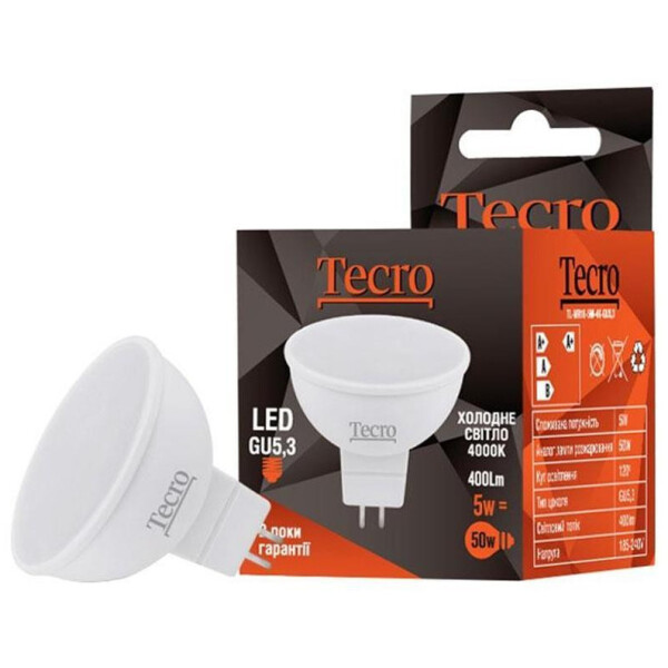

Лампа светодиодная TECRO TL MR16 5W 4K GU5.3
