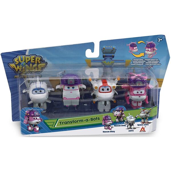 

Игровой набор Super Wings Transform-a-bots, 4 фигурки-трансформеры, Диззи спасатель, Зои, Астра, Астро (EU720040G)
