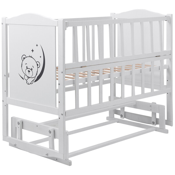 

Кровать Babyroom Тедди Т-02 фигурное быльце, маятник, откидной бок белый