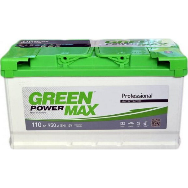 

Автомобильный аккумулятор GREEN POWER MAX 110А Ев (-/+) (950EN) (д352*ш175*в190)