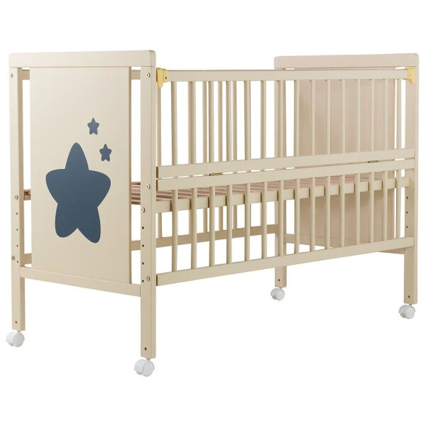 

Кровать Babyroom Звездочка, откидной бок, колеса бук слоновая кость