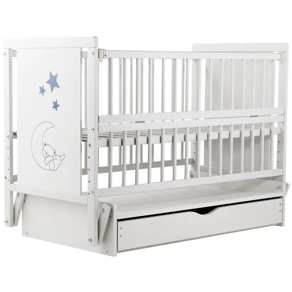 

Кровать Babyroom Медвежонок, маятник, ящик, откидной бок бук белый