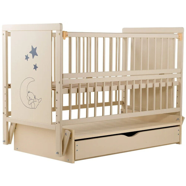 

Кровать Babyroom Медвежонок, маятник, ящик, откидной бок бук слоновая кость