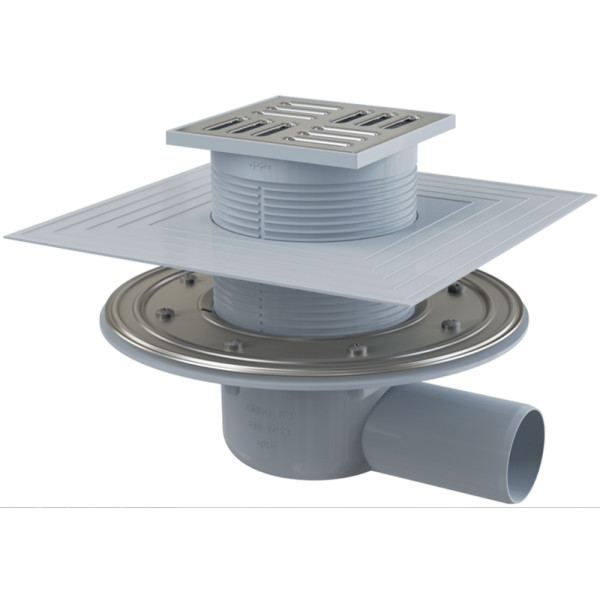 

Сливной трап Alcaplast 105x105/50 мм с боковым подводом пластик, APV1324