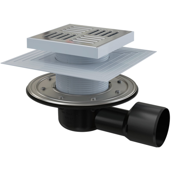 

Сливной трап Alcaplast 150x150/50/75 мм с боковым подводом, APV3444