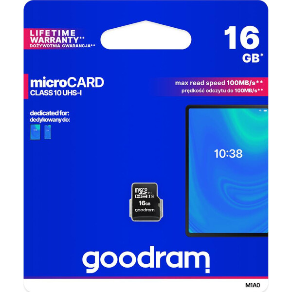 

Goodram microSDHC 16GB UHS-I class 10 (M1A0-0160R12)