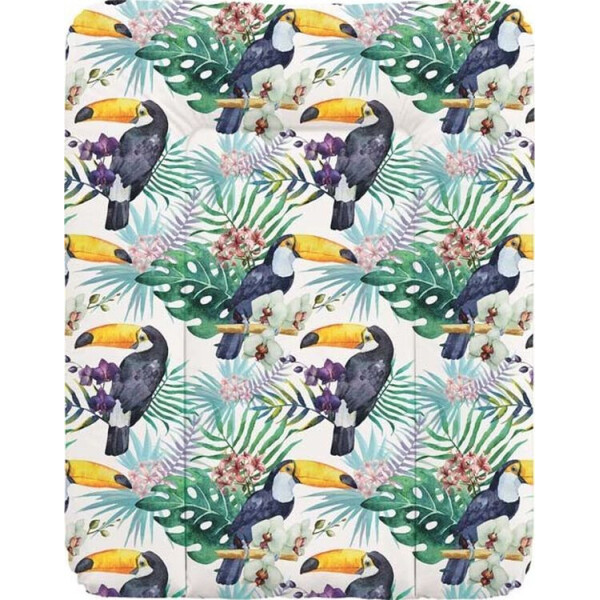 

Пеленальный матрас Cebababy 50x70 Flora & Fauna W-143-099-544, Tucan, белый - зеленый