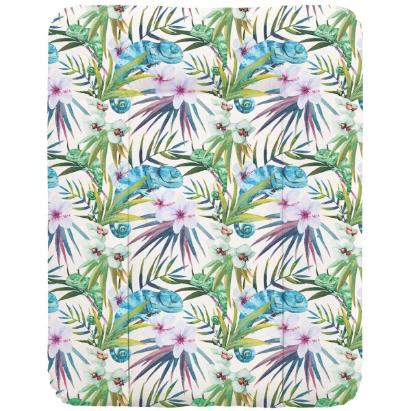 

Пеленальный матрас Cebababy 50x70 Flora & Fauna W-143-099-542, Camaleon Blanco, белый - зеленый