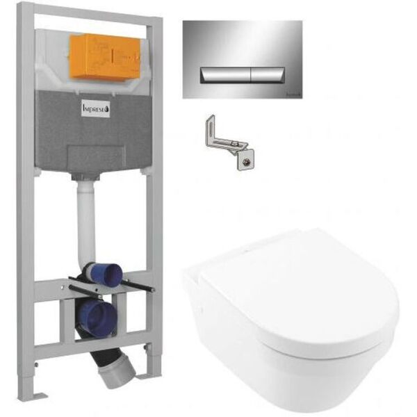 

Комплект инсталляция 3 в 1 Imprese i8120 + унитаз Villeroy&Bosch Architectura Directflush 4694HR01 с сидением Soft Close