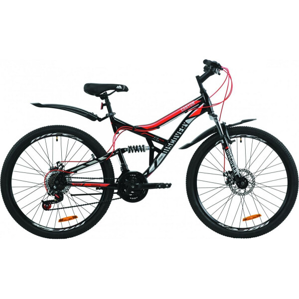 

Велосипед ST 26" Discovery CANYON AM2 DD рама-17,5" черно-красный с серым с крылом Pl 2020